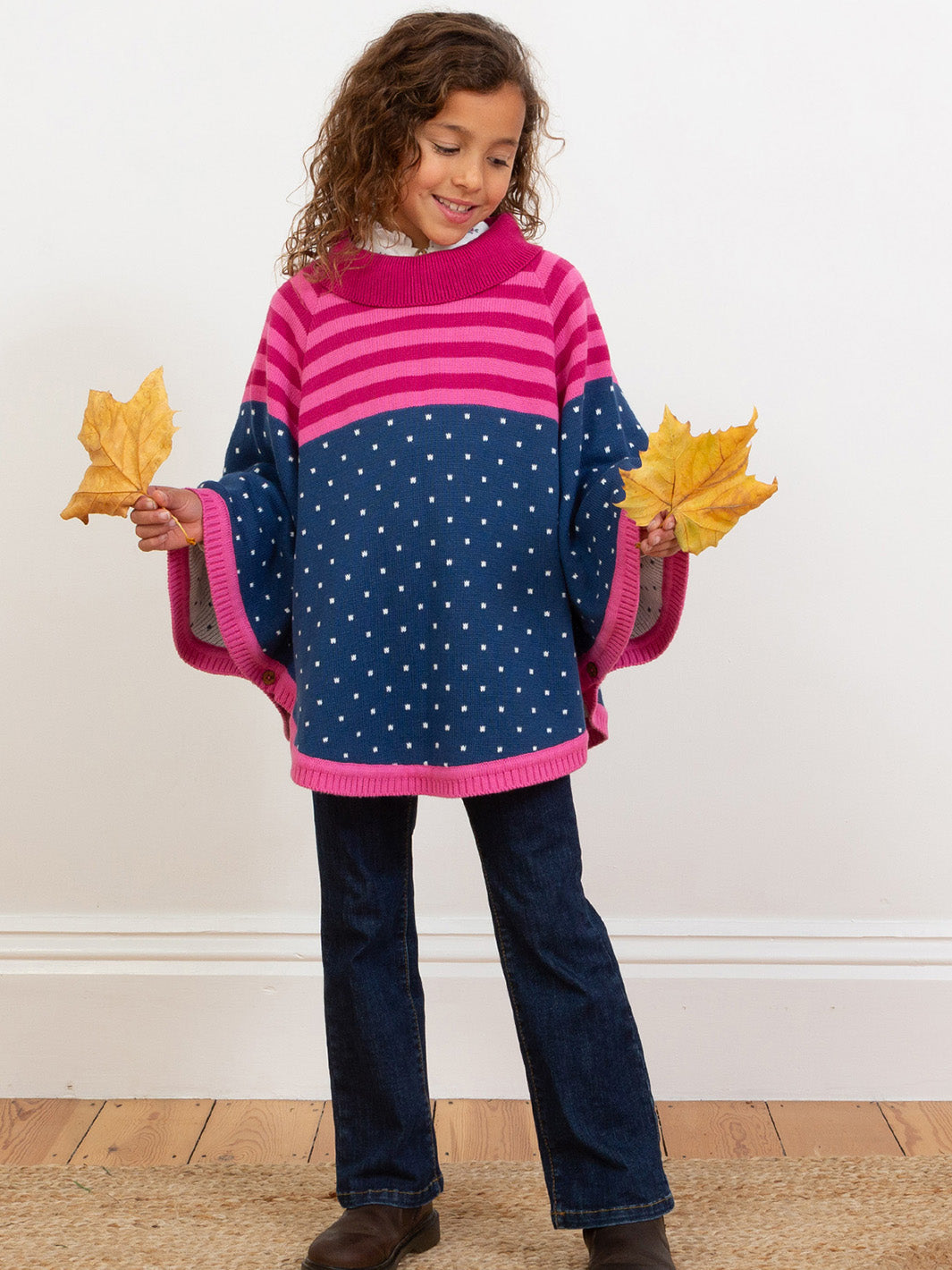 Kite Berry Blush Poncho - Navy