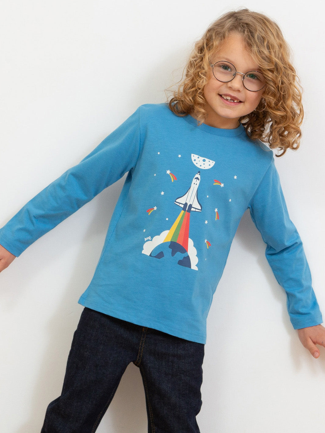 Kite T-Shirt Long Sleeve - Rainbow Rocket Blue