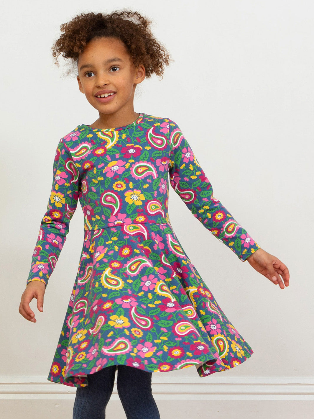 Kite Skater Dress Long Sleeve - Paisley Pop Multi