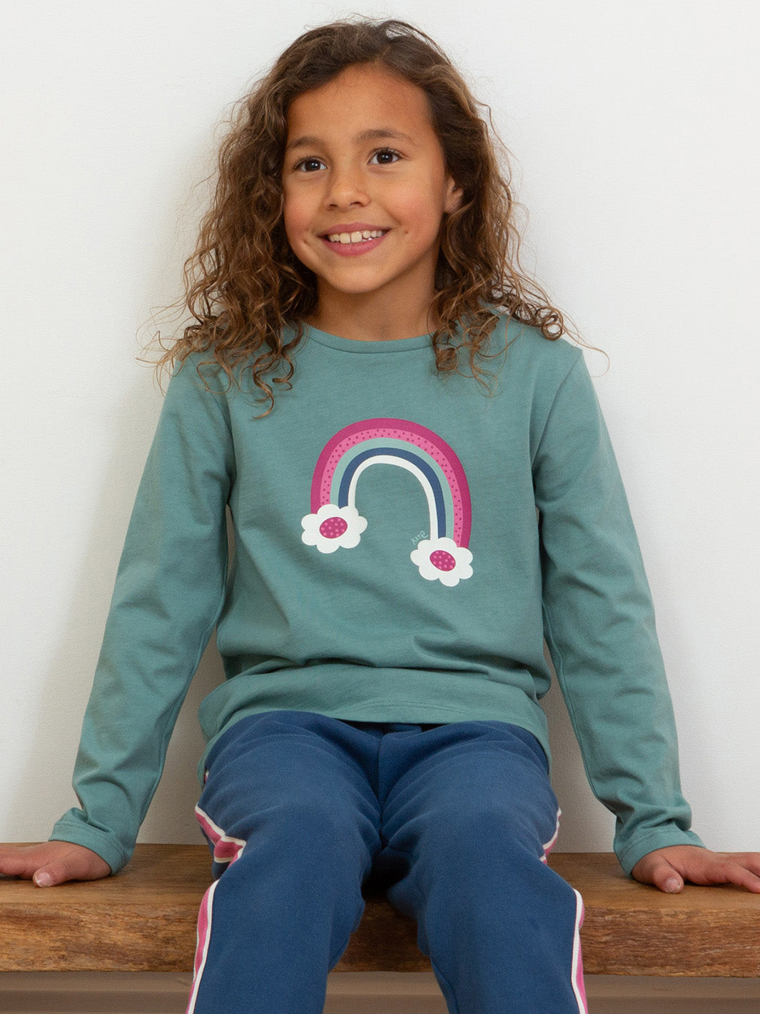 Kite T-Shirt Long Sleeve - Rainbow Bloom Green