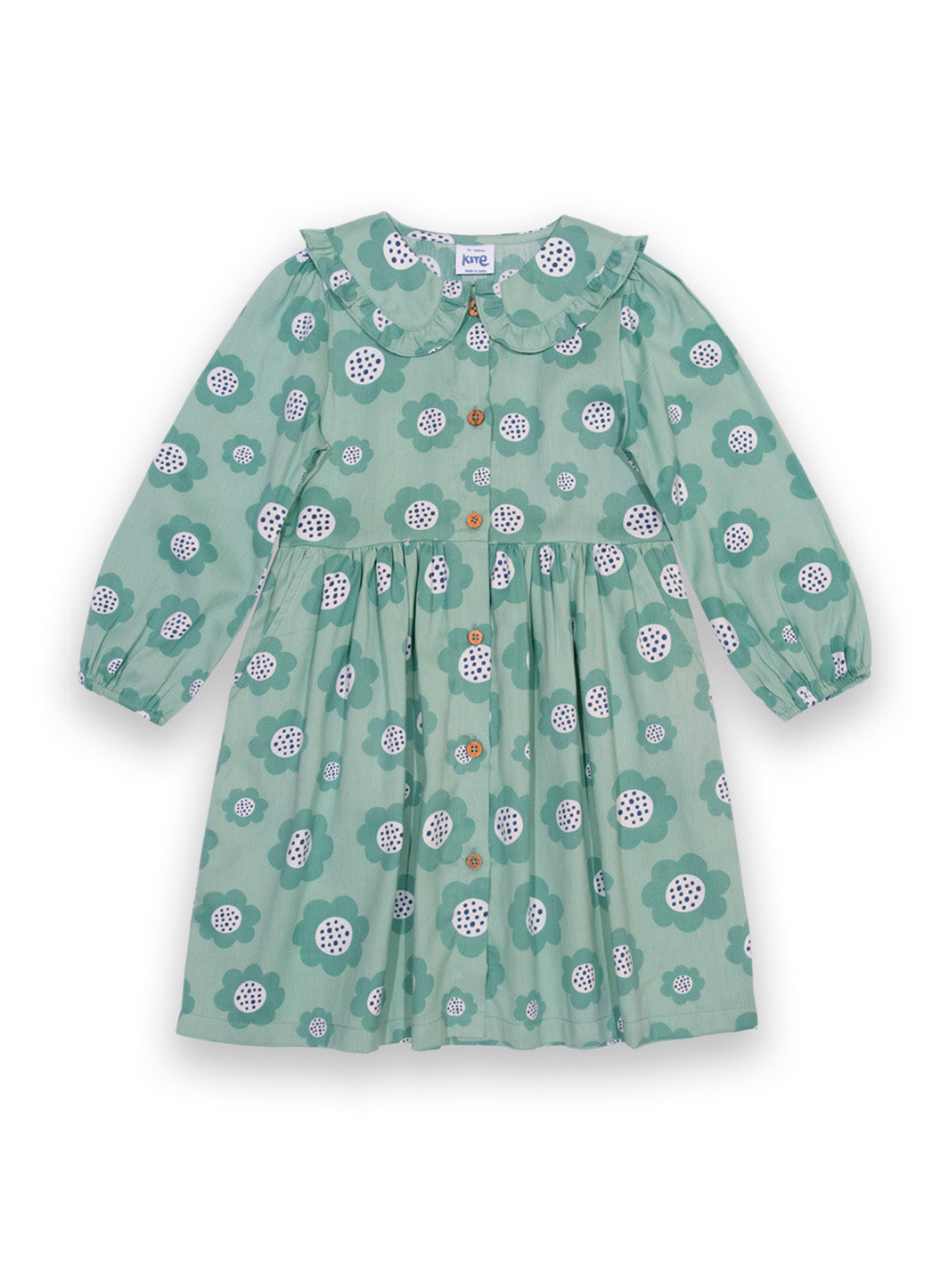 Kite Collar Dress Long Sleeve - Dolly Big Bloom Green