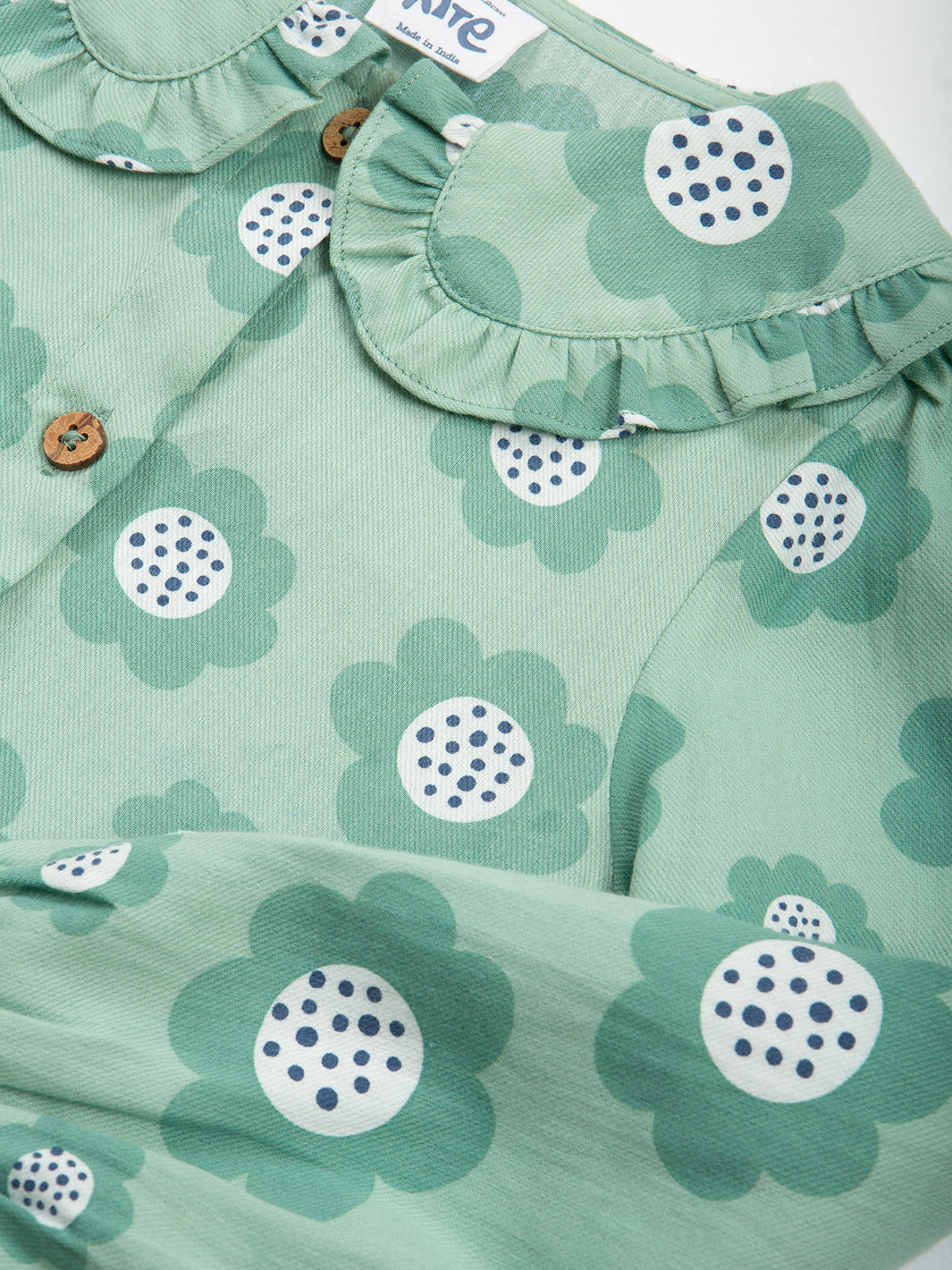 Kite Collar Dress Long Sleeve - Dolly Big Bloom Green