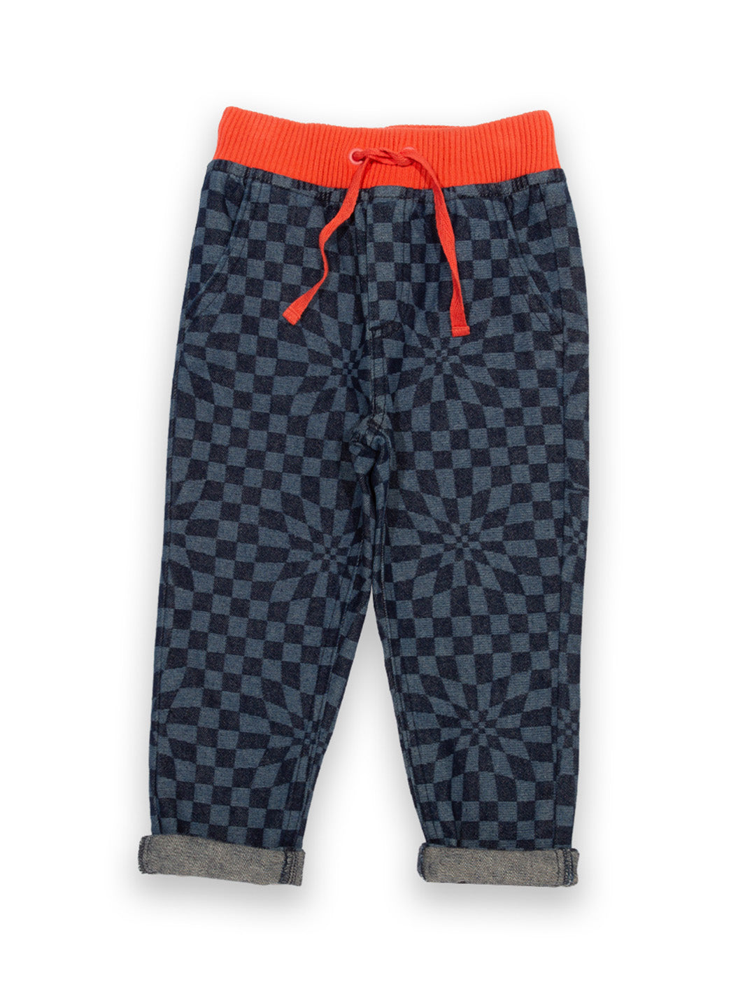 Kite Denim Pull Ups Chequerboard Blue in gentle organic cotton at The Thrifty Stork