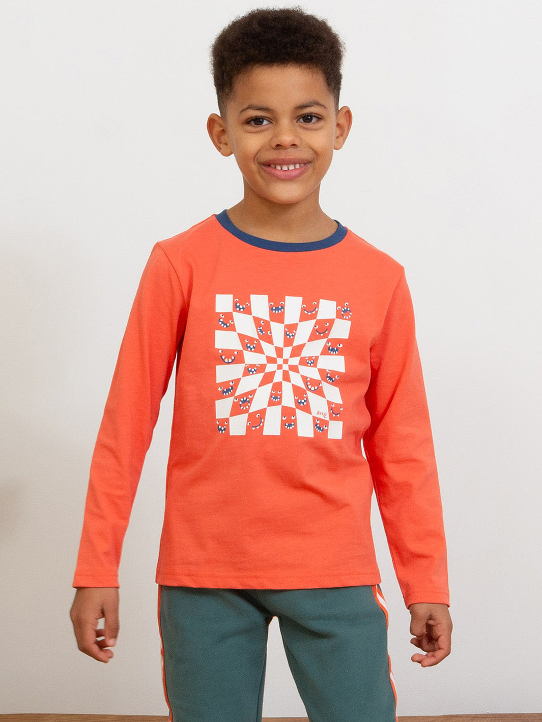 Kite T-Shirt Long Sleeve - Chequerboard Champ Orange
