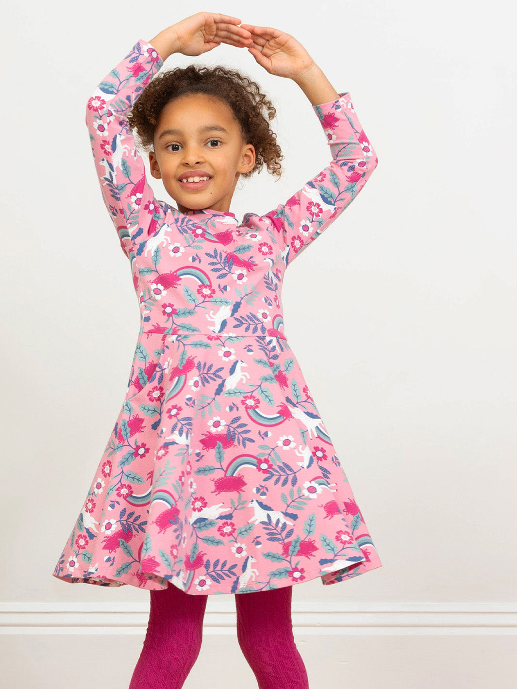 Kite Skater Dress Long Sleeve - Pig Pannage Pink