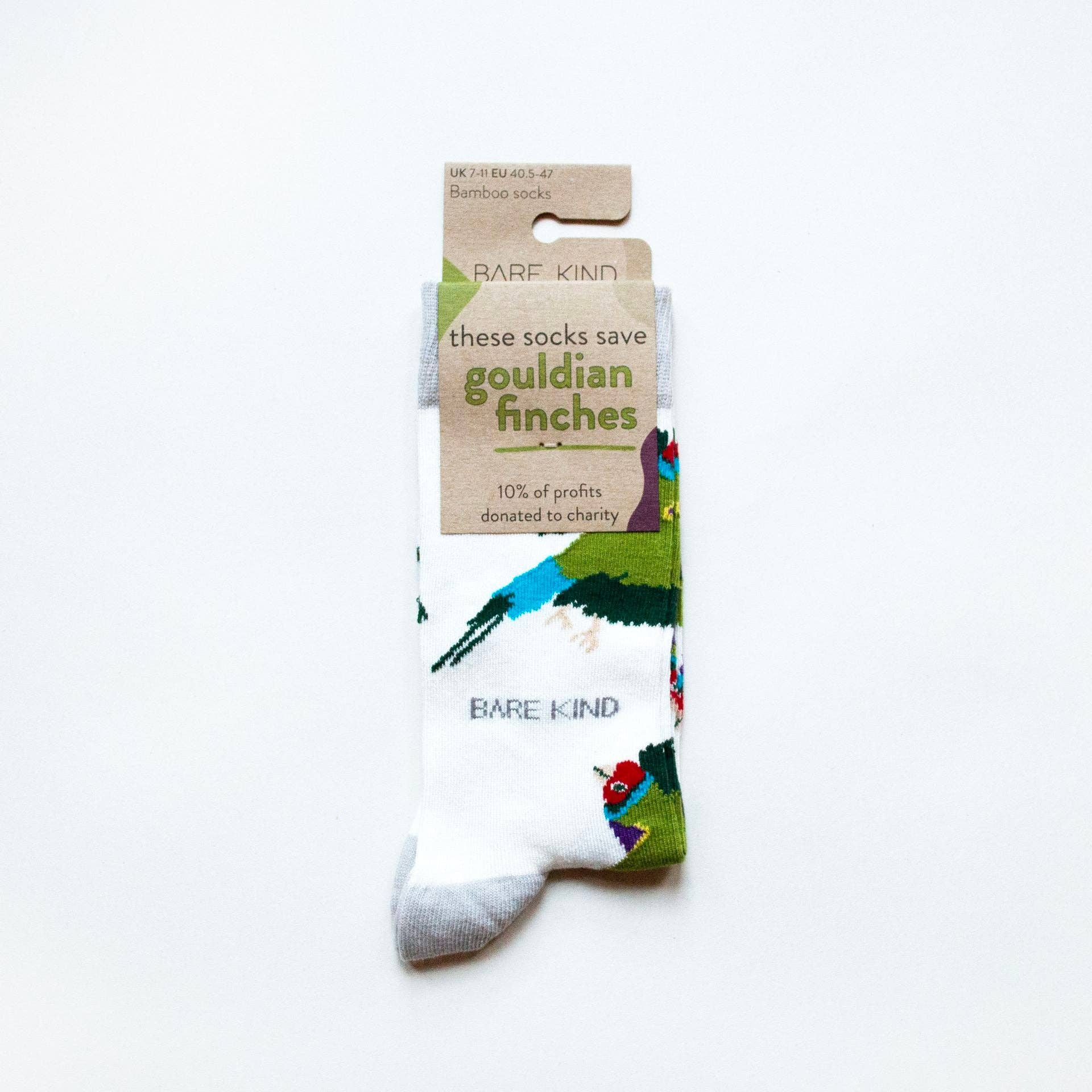 Australian Socks: Gouldian Finches / Single Pair / UK Adult 4-7