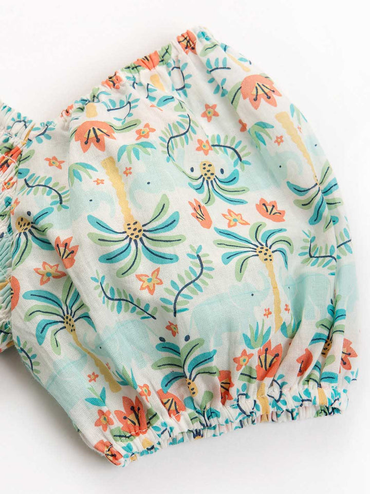 Kite Shirred Dress Short Sleeve - Ele Oasis Multi