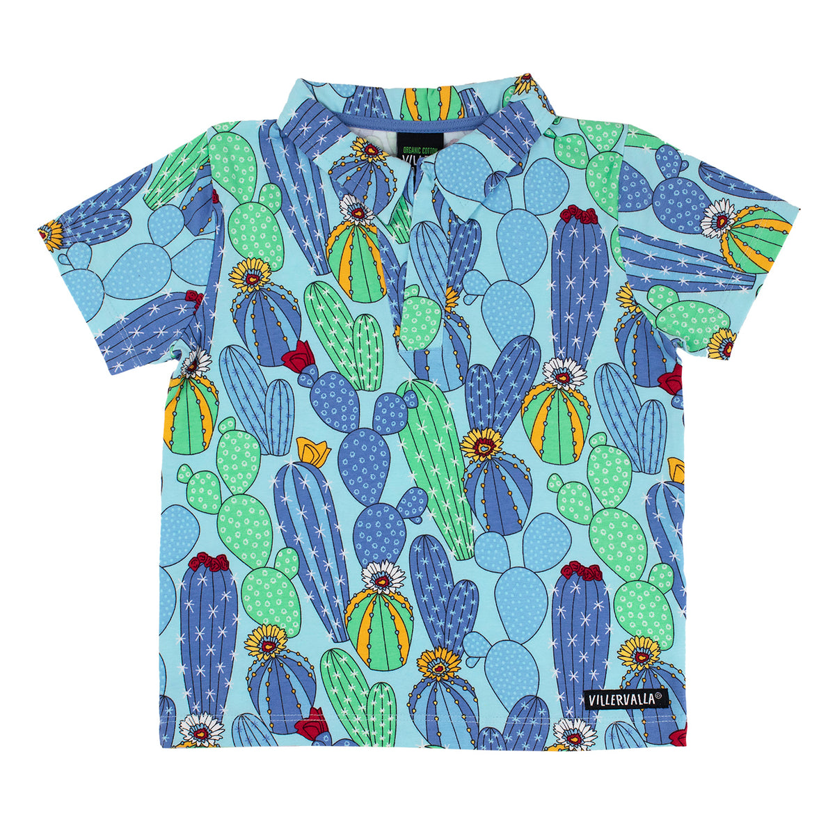 Villervalla T-Shirt With Collar Short Sleeve - Cactus Light Bay