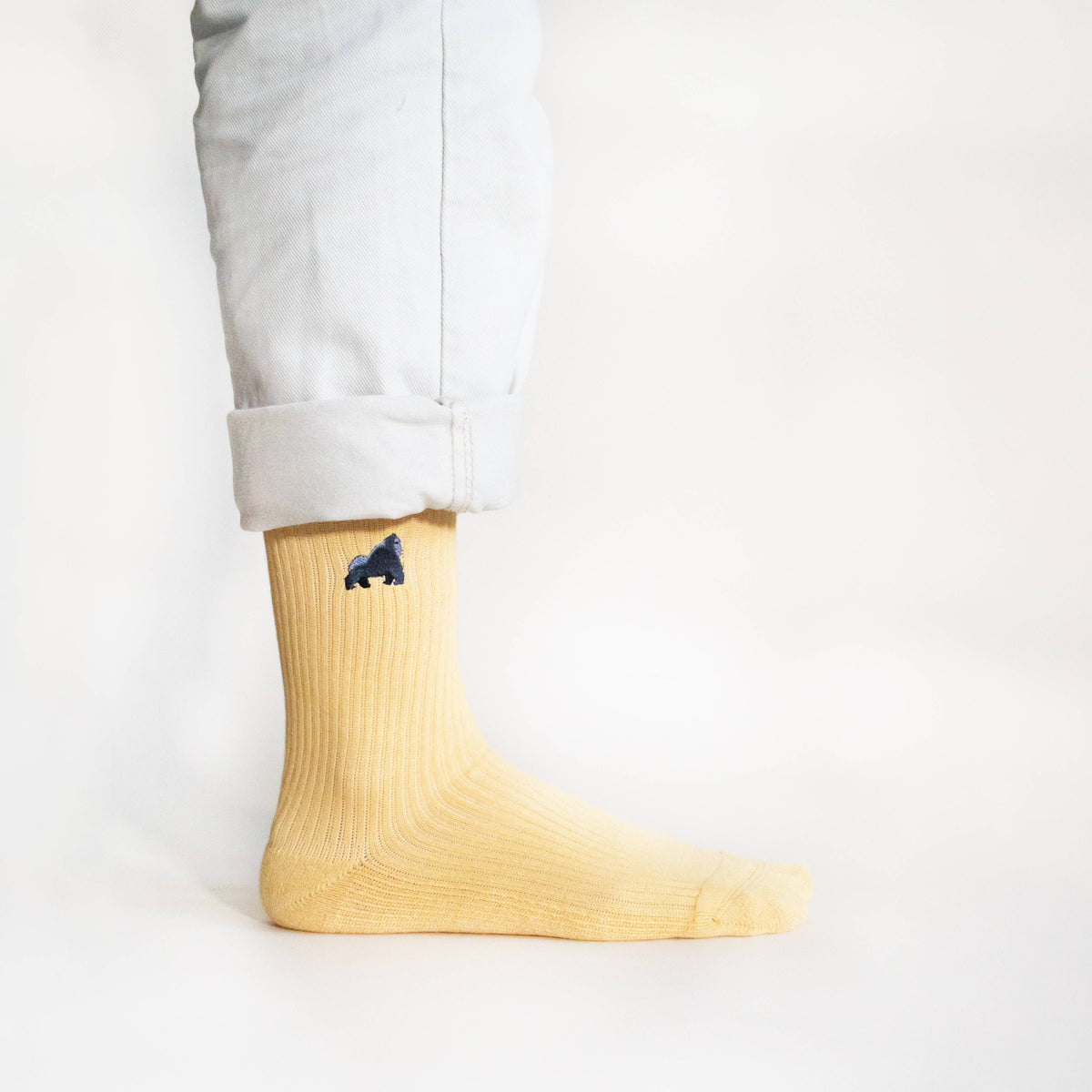 Bare Kind Adult Bamboo Ribbed Socks - Yellow Gorilla - Adult 4-7