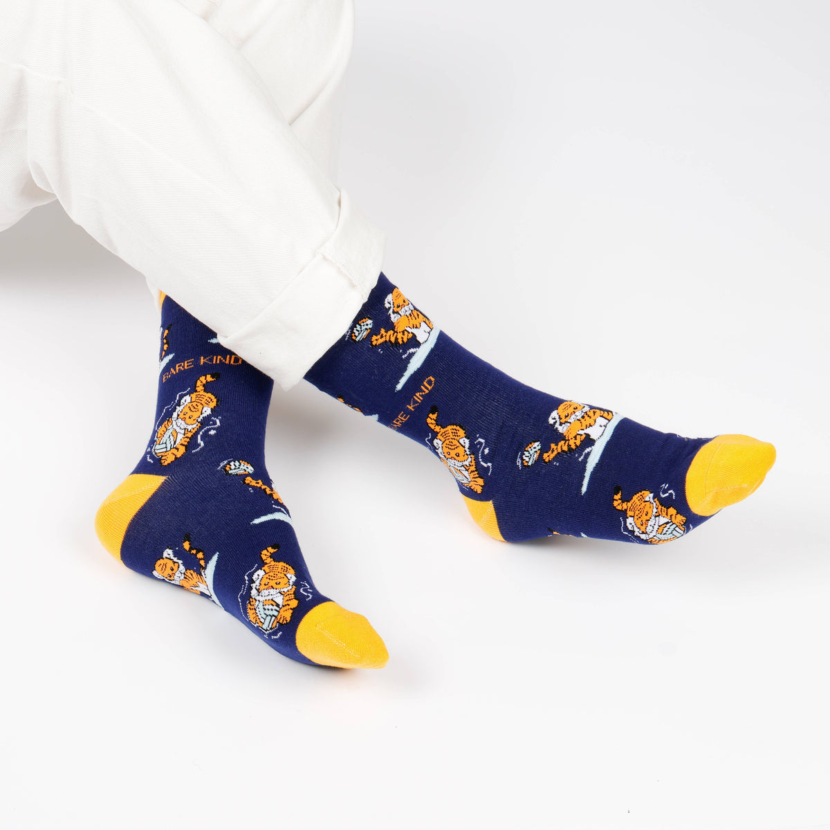 Bare Kind Adult Bamboo Socks - Blue Tiger - Adult 7-11