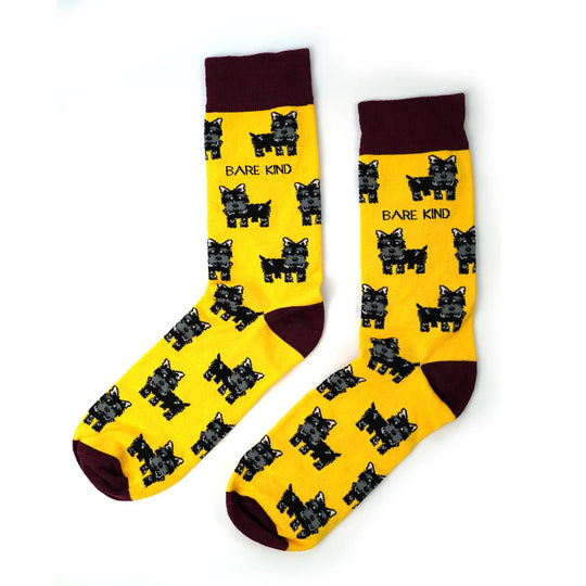 Bare Kind Dog Socks | Bamboo Socks | Yellow Socks | Highland Socks: UK Adult 4-7