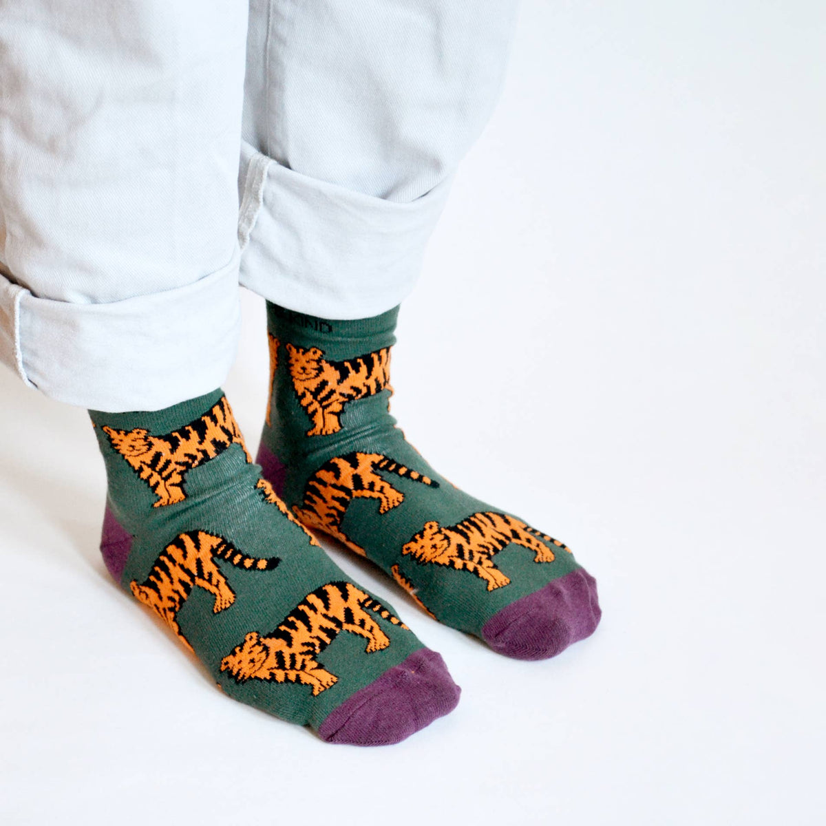 Bare Kind Adult Bamboo Socks - Green Tiger - Adult 4-7