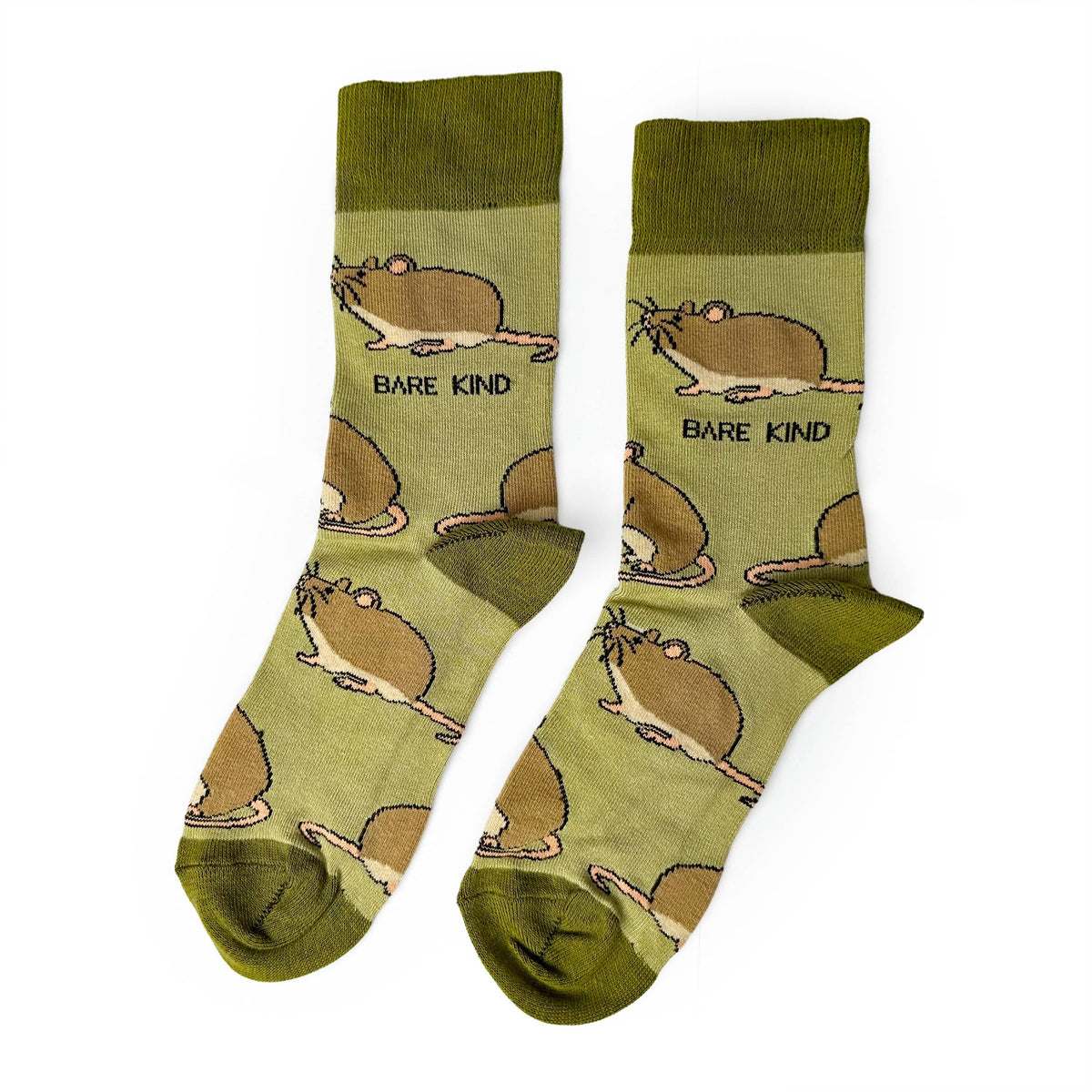 Bare Kind Adult Bamboo Socks - Green Harvest Mouse - Adult 7-11