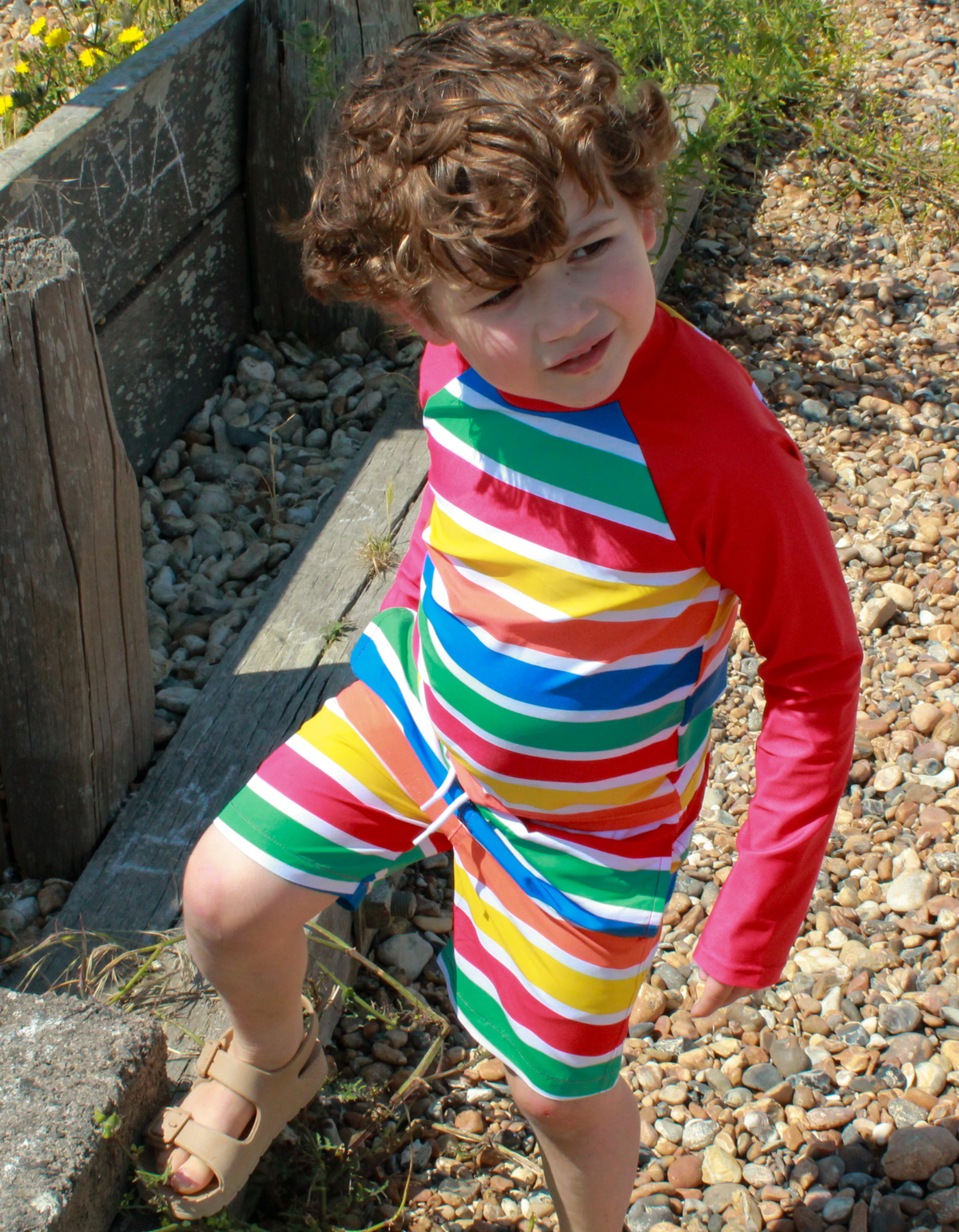 Toby Tiger Organic Swim Shorts - Happy Stripe