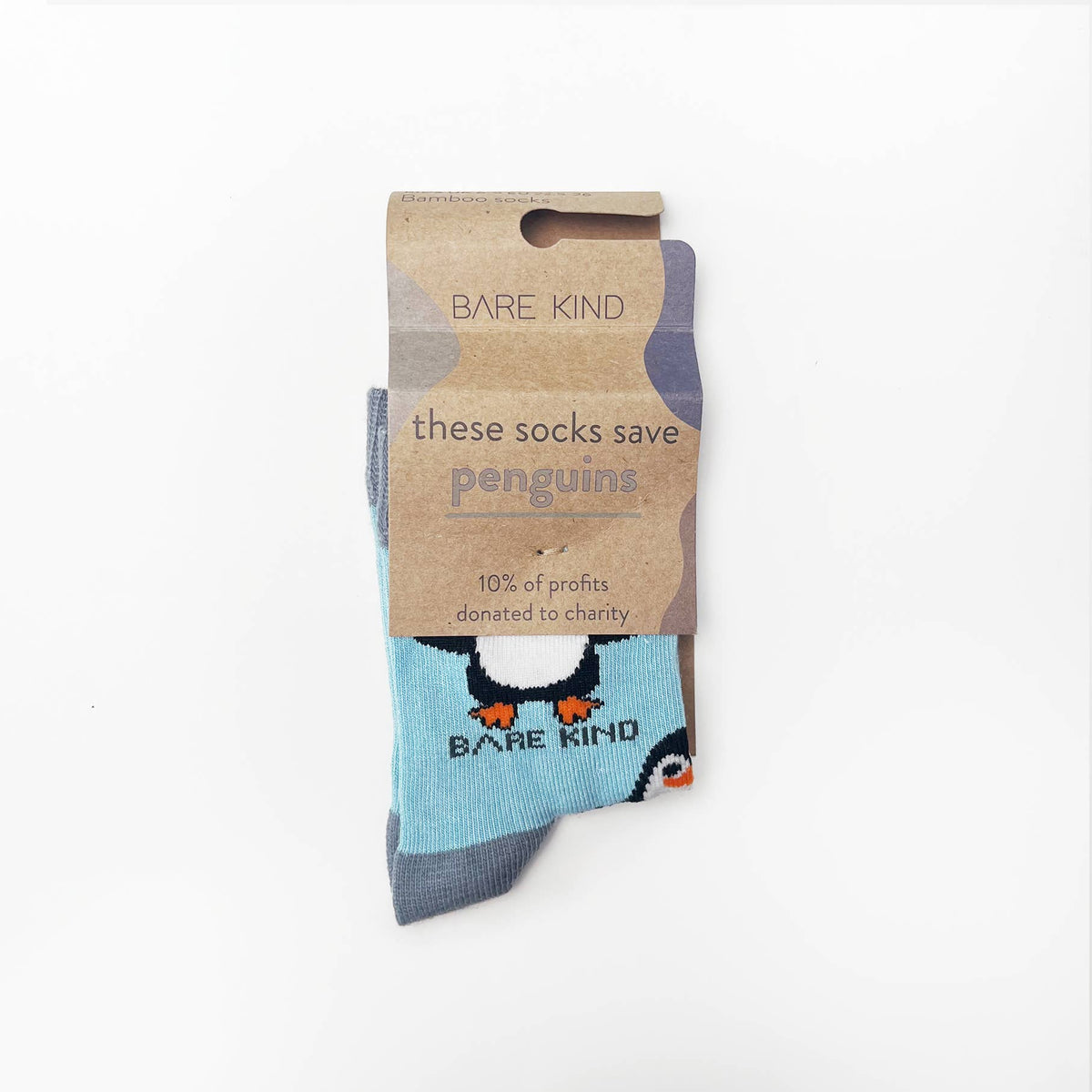 Bare Kind Kids Bamboo Socks - Aqua Penguin - Age 9-12 Years / Kids 12-3