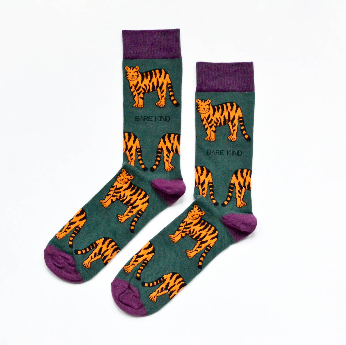 Bare Kind Adult Bamboo Socks - Green Tiger - Adult 4-7