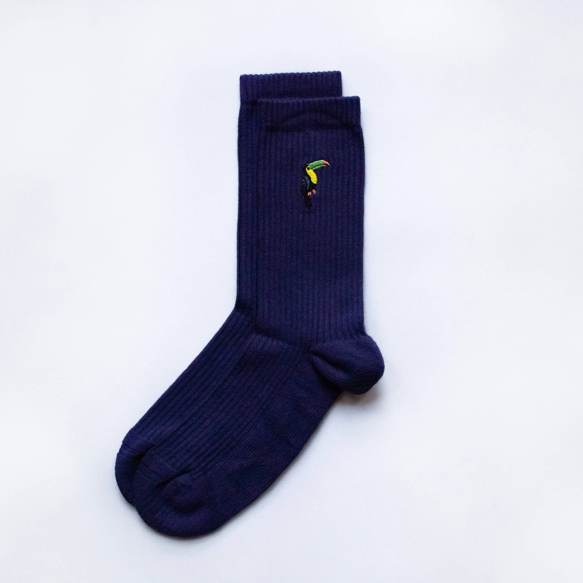 Bare Kind Adult Bamboo Ribbed Socks - Deep Purple Toucan - Adult 4-7