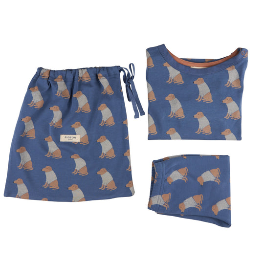 Pigeon Pyjamas In A Bag Labrador - Night Blue