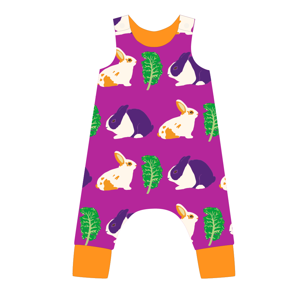 Pikolo Lined Dungarees - Rabbit & Kale