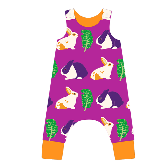 Pikolo Lined Dungarees - Rabbit & Kale