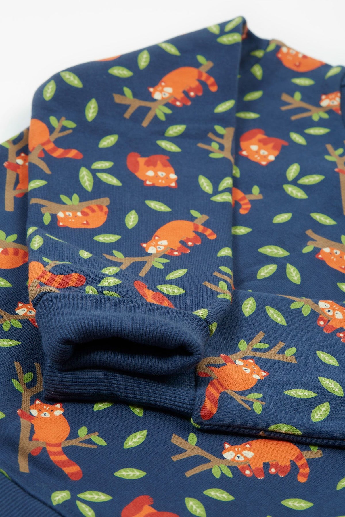 Frugi Easy On Printed Jumper Red Panda Pals - Navy Applique
