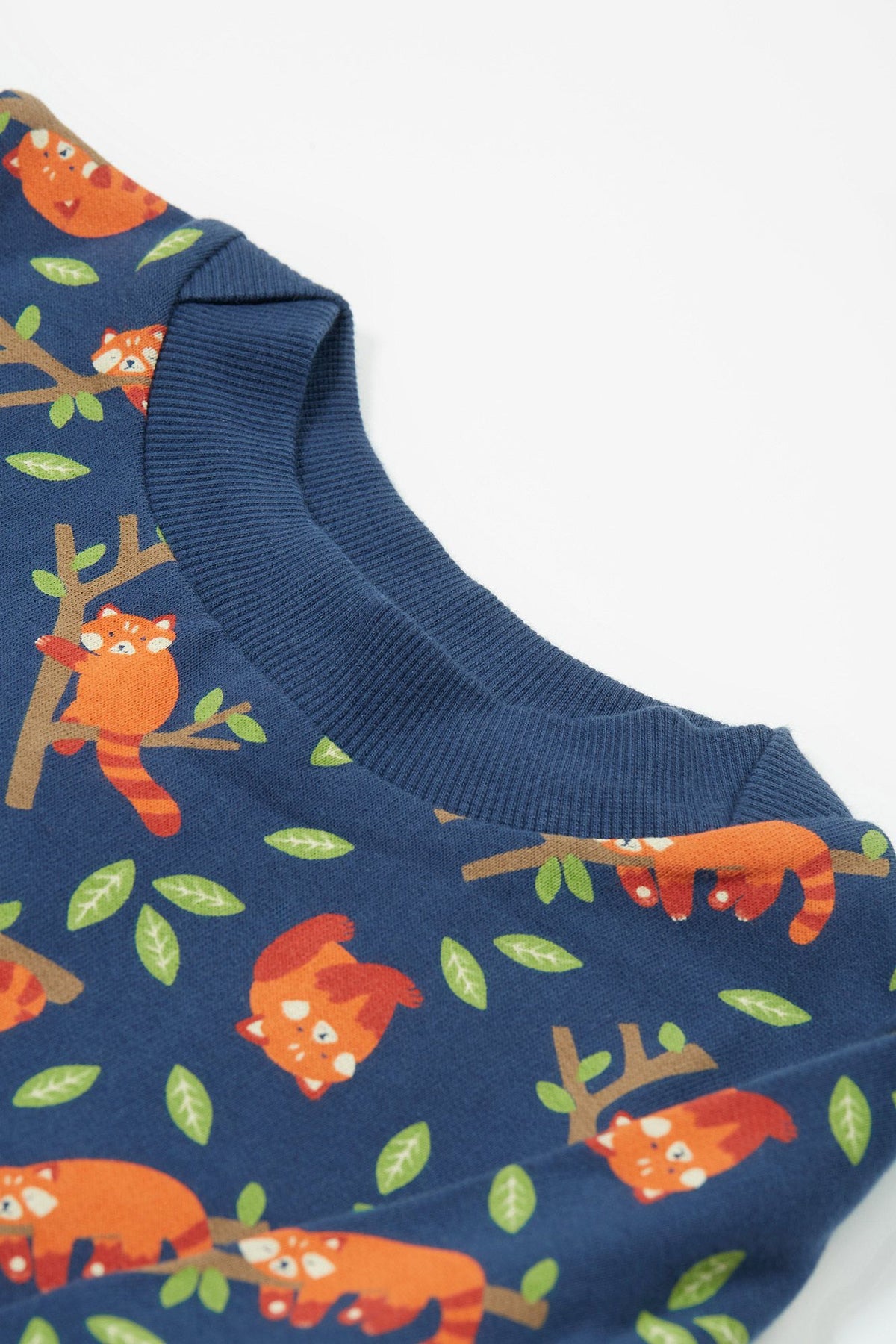 Frugi Easy On Printed Jumper Red Panda Pals - Navy Applique