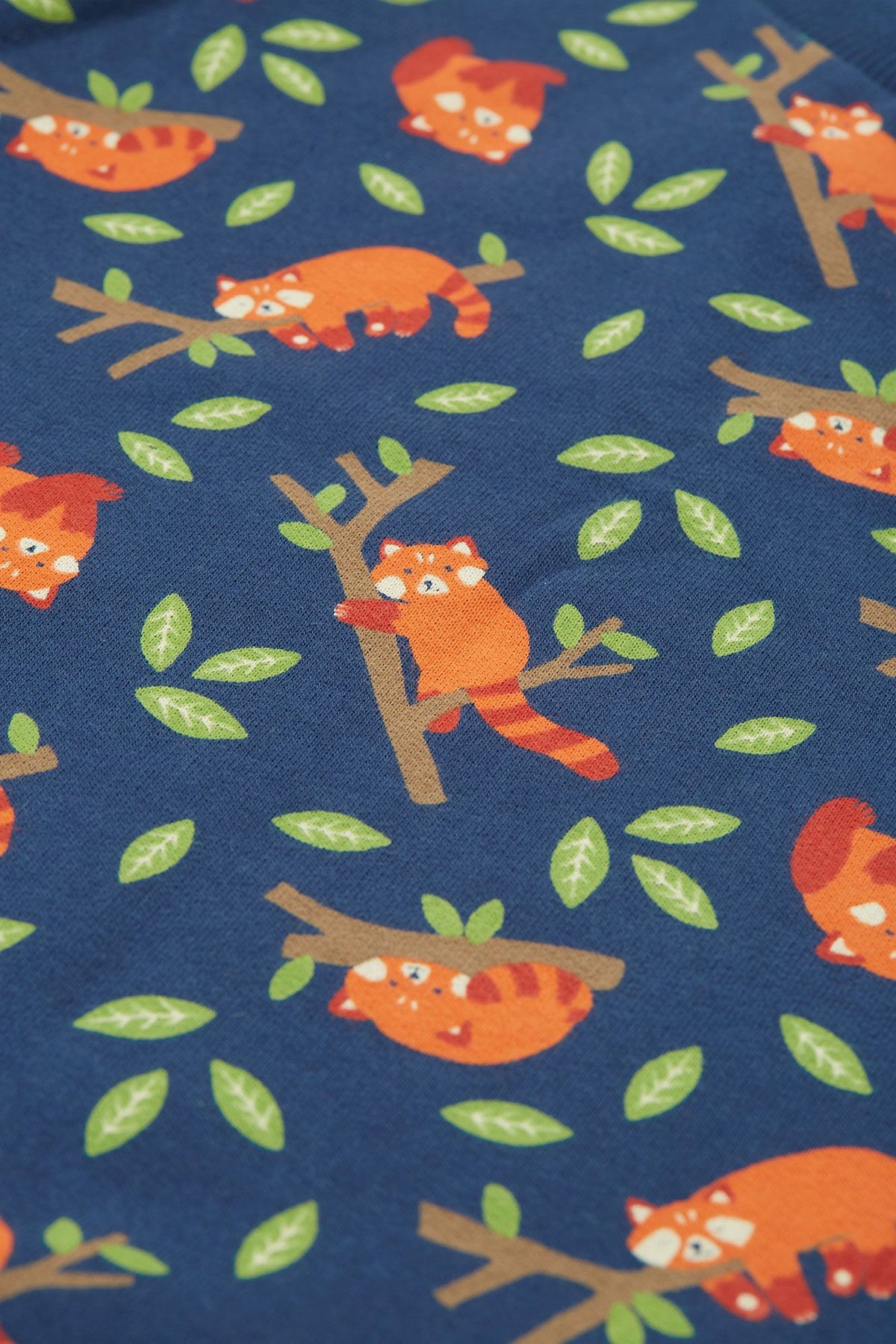 Frugi Easy On Printed Jumper Red Panda Pals - Navy Applique