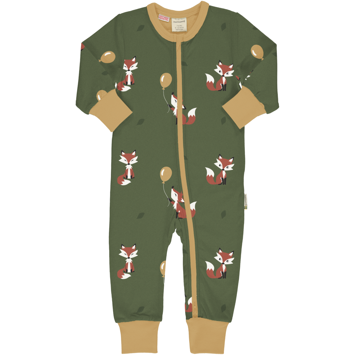 Maxomorra Rompersuit Zipper Long Sleeve - Fox