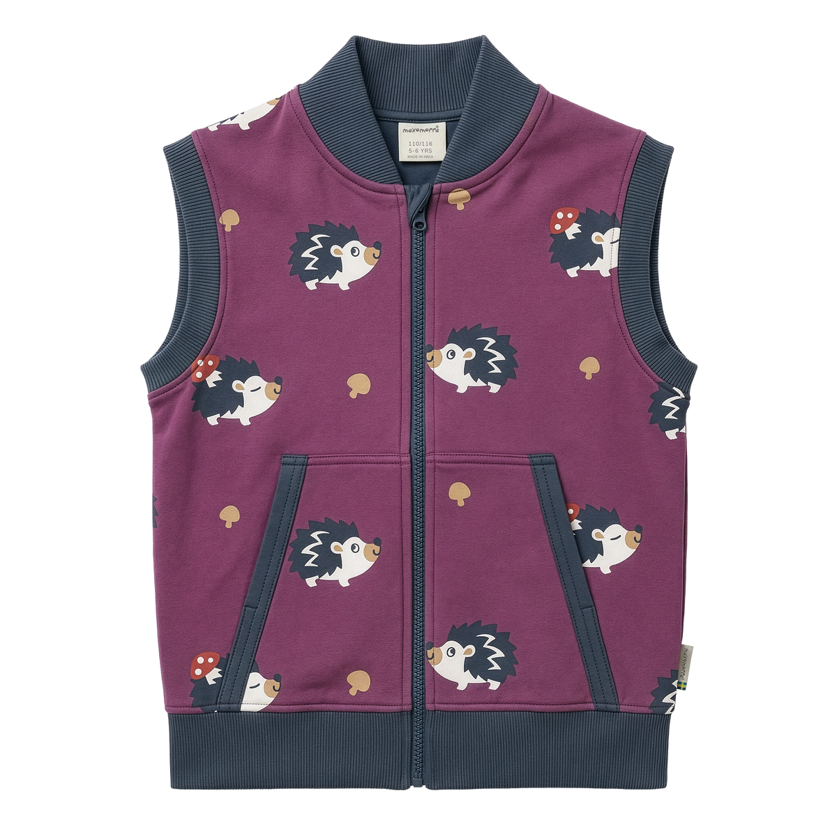 Maxomorra Gilet Vest Lined - Hedgehog