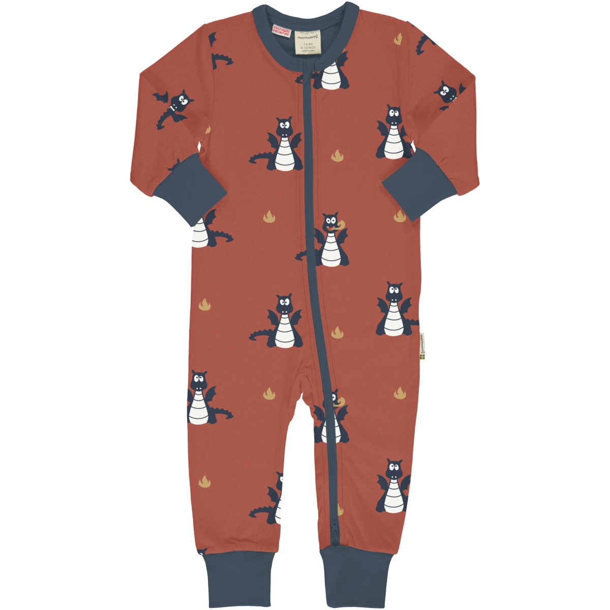 Maxomorra Rompersuit Zipper Long Sleeve - Dragon