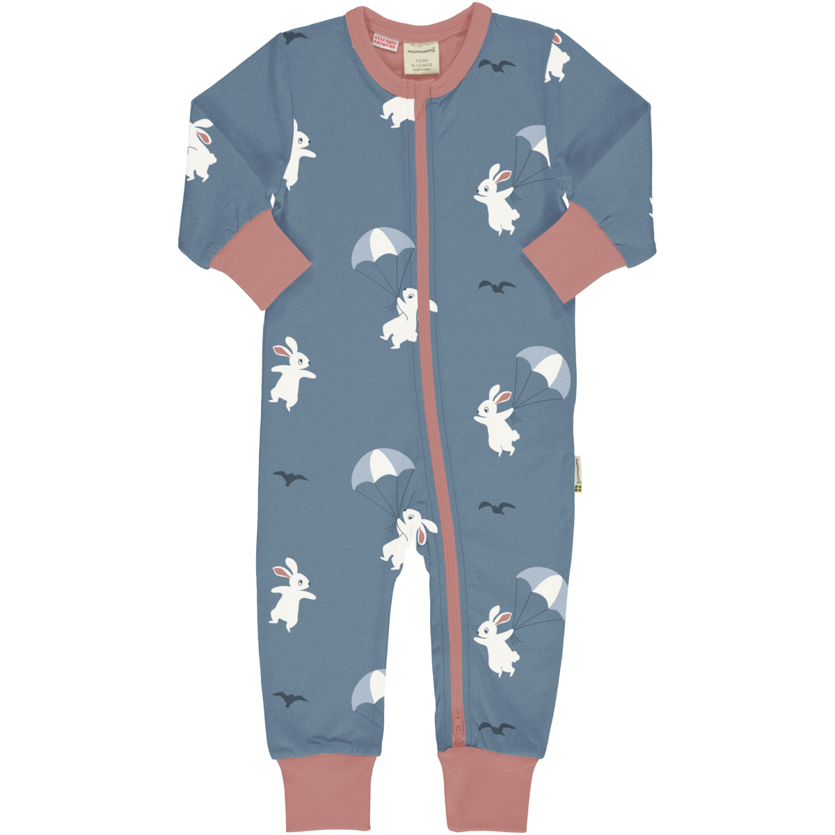 Maxomorra Rompersuit Zipper Long Sleeve - Rabbit