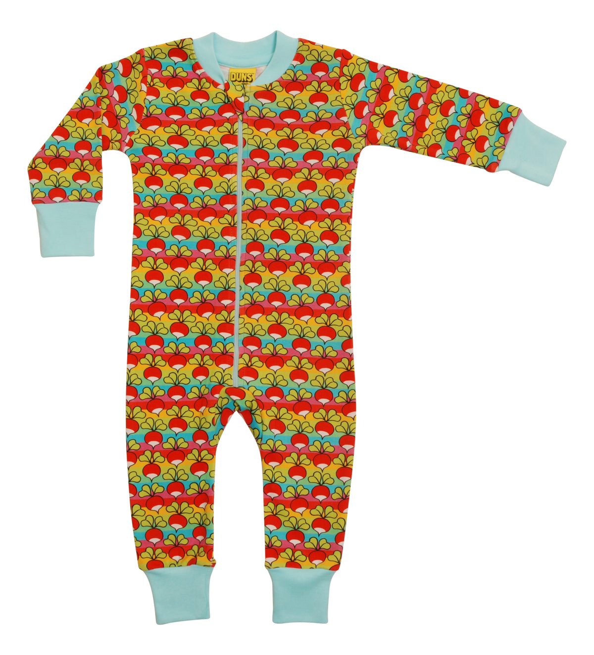 DUNS Sweden Zip Suit Long Sleeve - Radish Mini Stripe