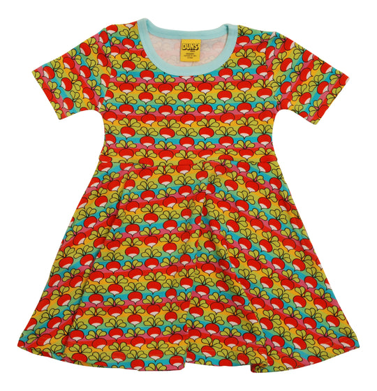 DUNS Sweden Short Sleeve Skater Dress Radish Mini Stripe