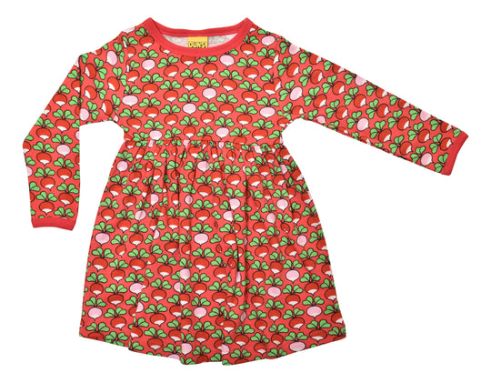 DUNS Sweden Gathered Dress Long Sleeve - Multi Radish Rouge Red