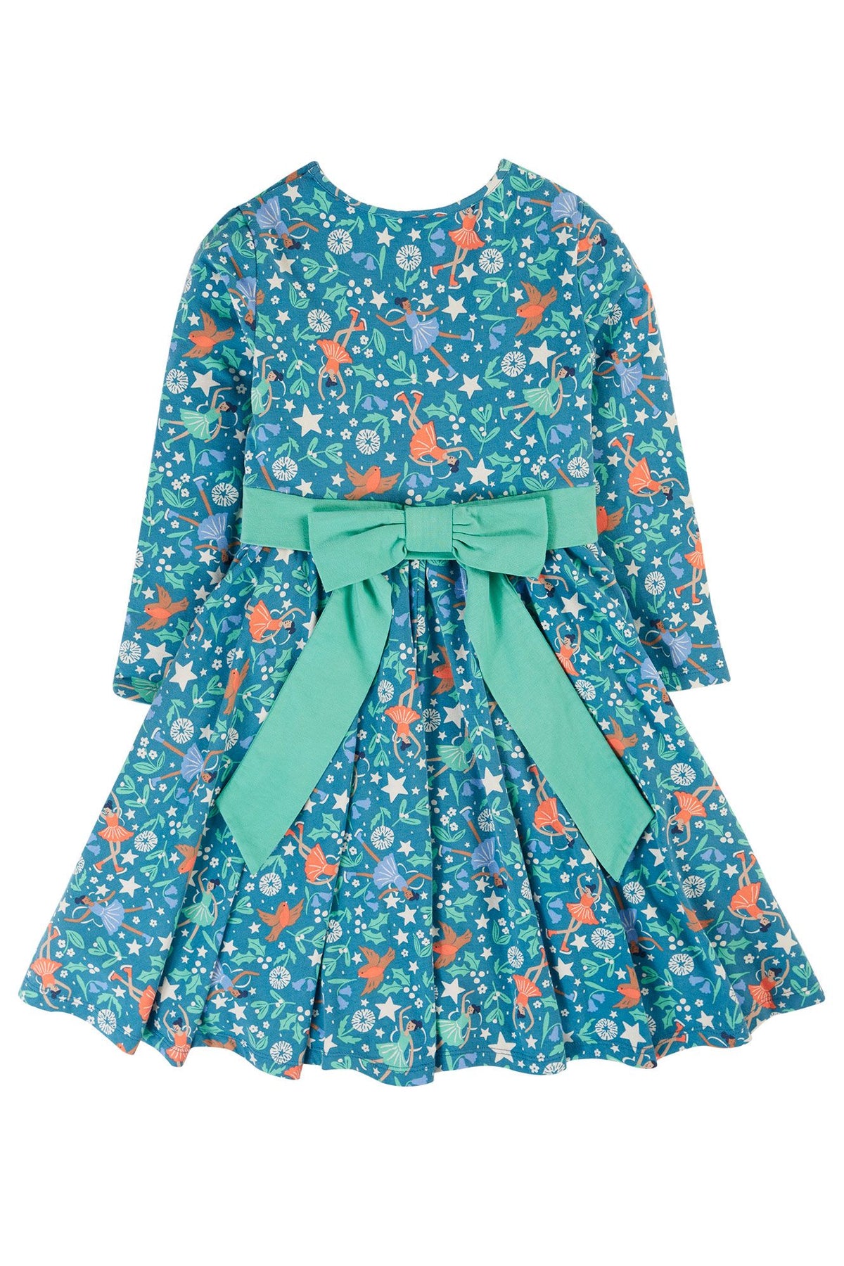 Frugi Party Skater Dress Long Sleeve - Enchanted Forest Blue