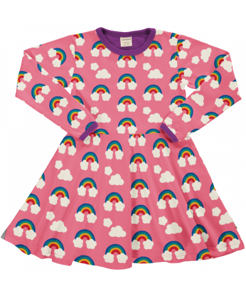 Maxomorra Dress Circle Long Sleeve - Rainbow Pink
