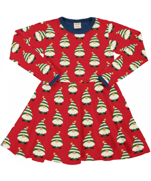 Maxomorra Dress Circle Long Sleeve - Swedish Santa Red