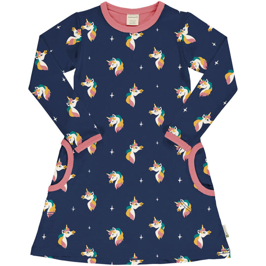 Maxomorra Dress A Line Long Sleeve UNICORN
