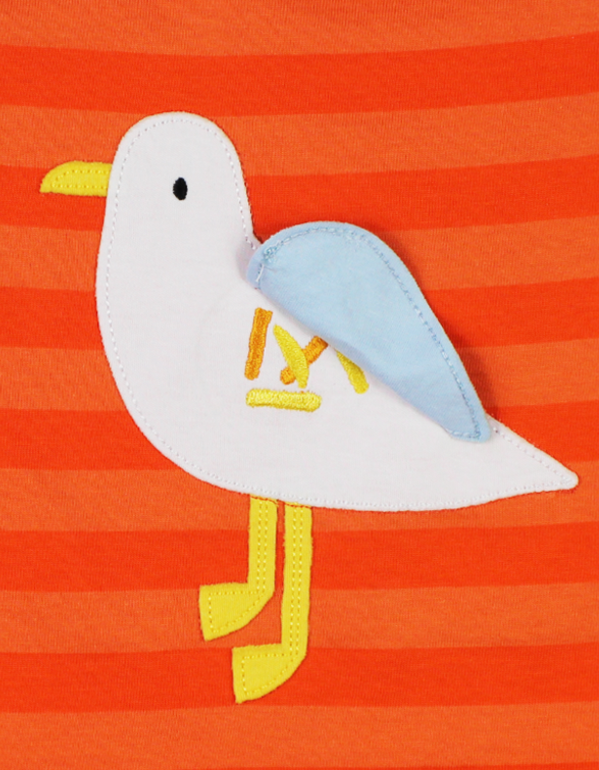 Toby Tiger Organic T-Shirt Short Sleeve - Striped Seagull Applique