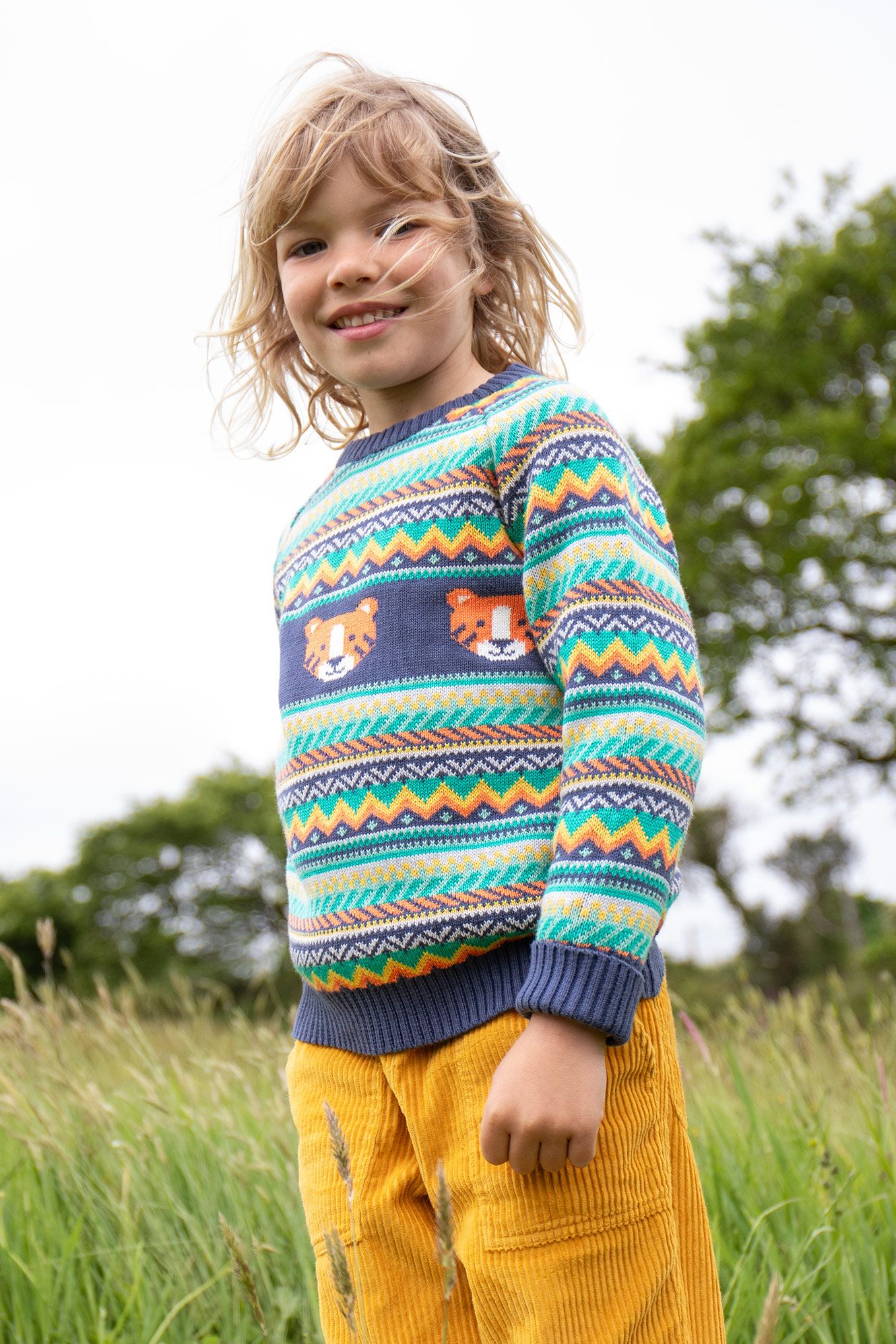 Frugi Fowey Fairisle Knitted Jumper Fairisle/Tiger - Navy