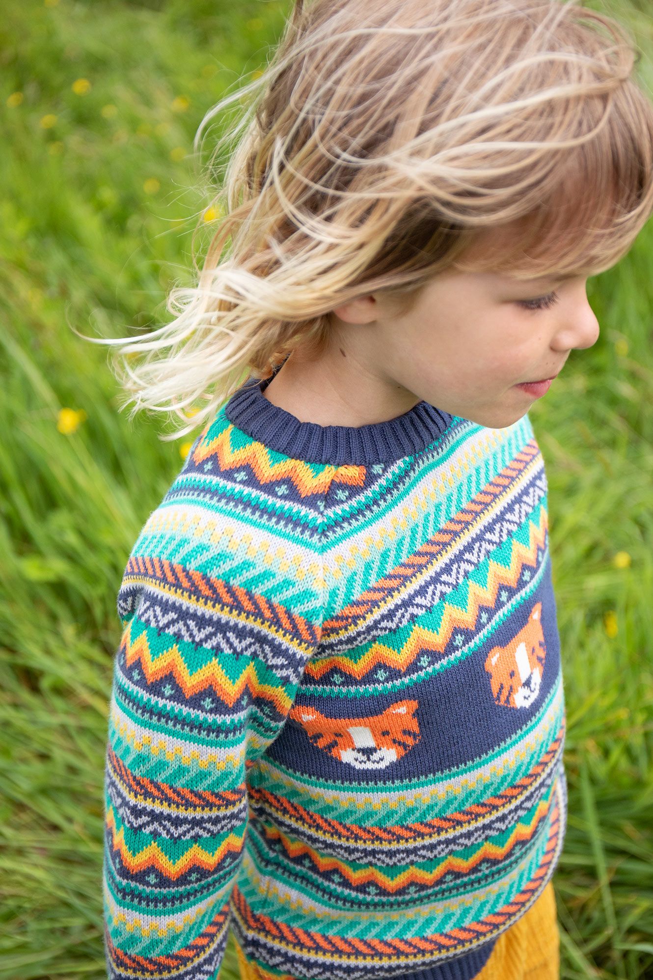 Frugi Fowey Fairisle Knitted Jumper Fairisle/Tiger - Navy