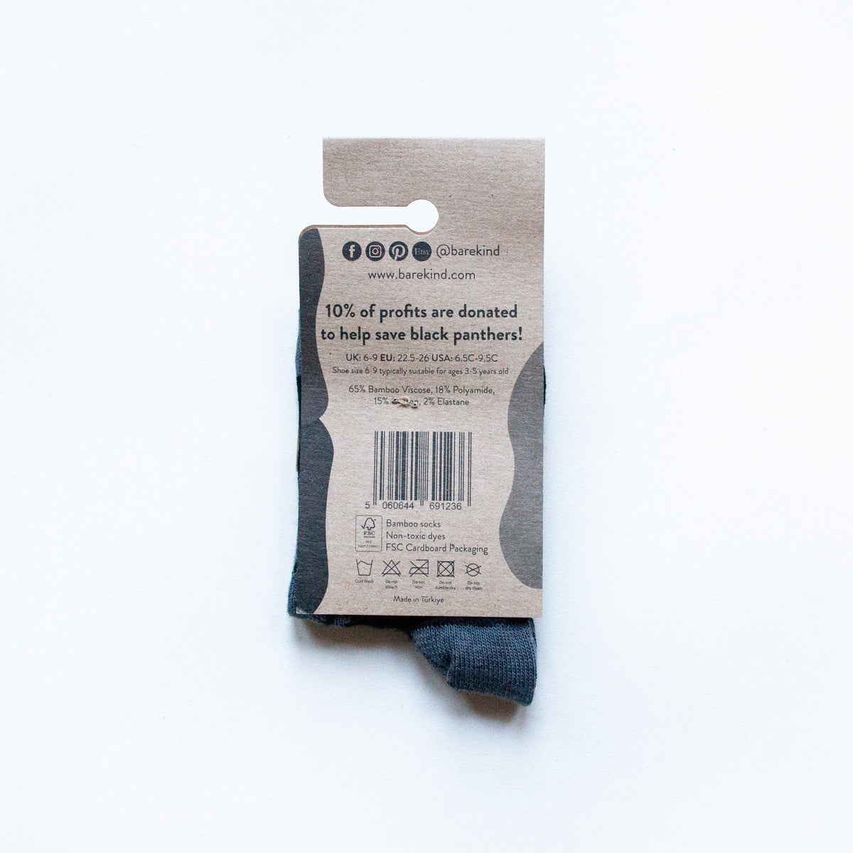 Bare Kind Kids Bamboo Socks - Black Panthers