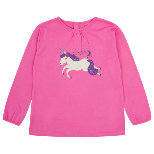 Piccalilly Kids Top Long Sleeve - Unicorn Applque