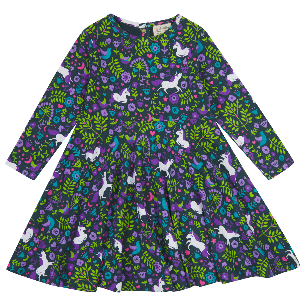Piccalilly Skater Dress Long Sleeve - Unicorn