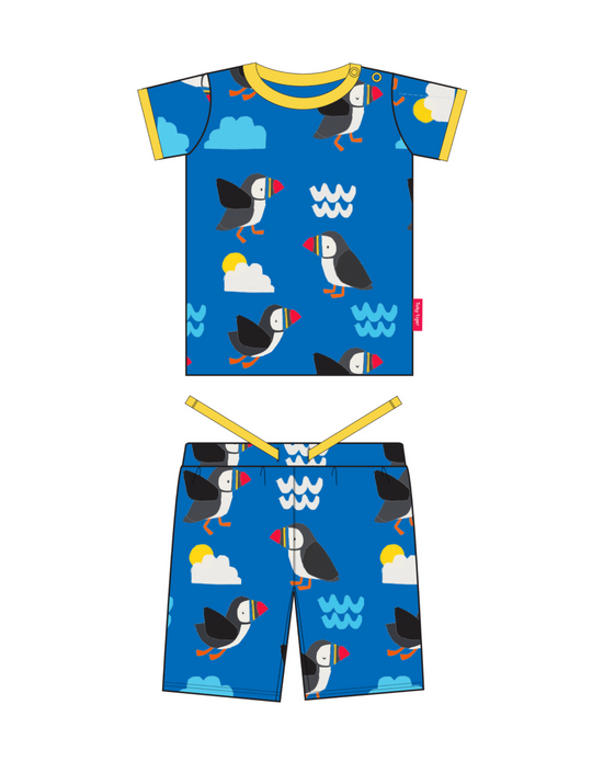 Toby Tiger Organic Short Pyjamas - Puffin Print