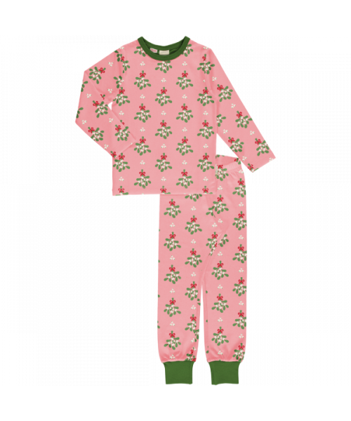 Maxomorra long Sleeve Mistletoe Pyjama Set - Pink