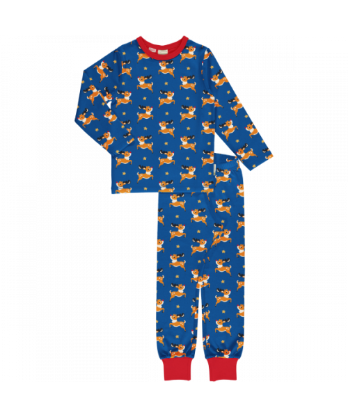 Maxomorra Pyjama Set Long Sleeve - Reindeer - Blue