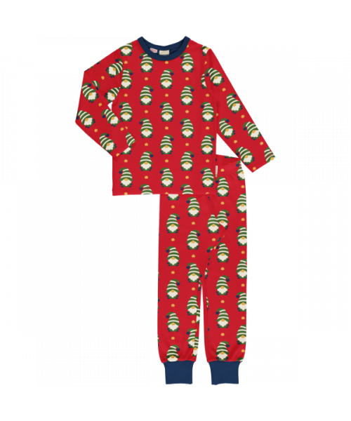 Maxomorra Pyjama Set Long Sleeve - Swedish Santa Red
