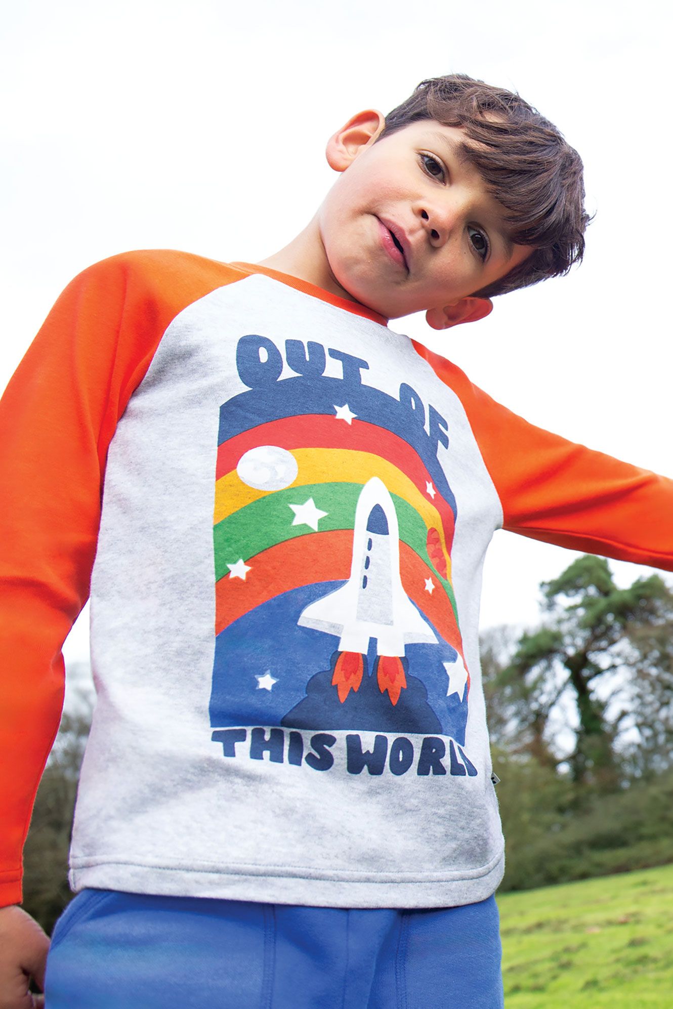 Frugi Tamar Raglan Top Out Of This World - Grey Marl