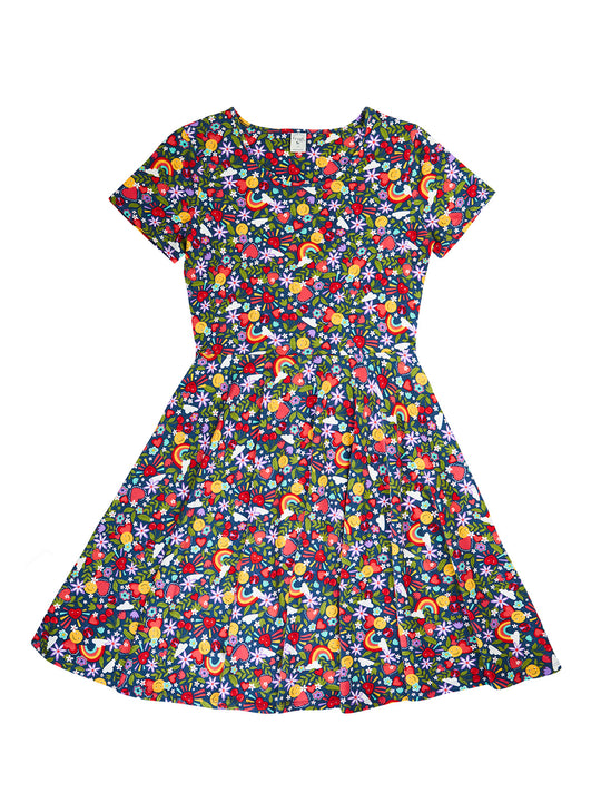 Frugi Spring Skater Dress Short Sleeve - Happy Days